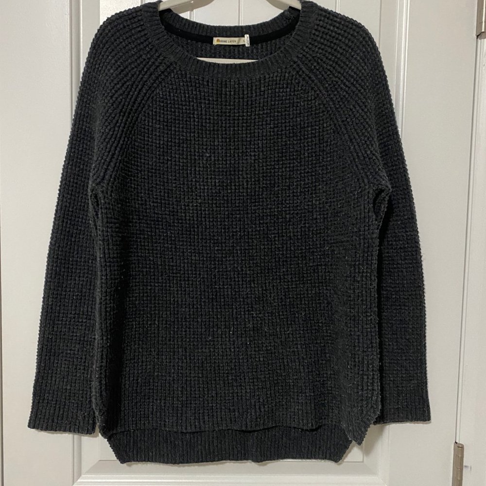 Marine Layer Delaney Raglan Sweater, Charcoal Heather Gray